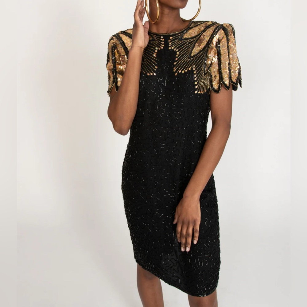 Vintage Gold Embellished Dress